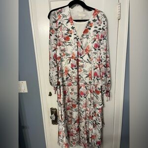 Ted Baker Multicolor Floral Long Sleeve Dress Maxi Modest Size Medium Tznius